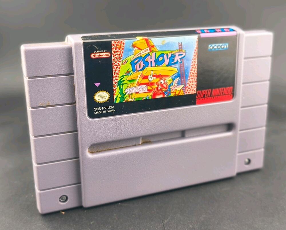 Push-Over SNES Authentic Ocean Domino Puzzle Game Cartridge Tested